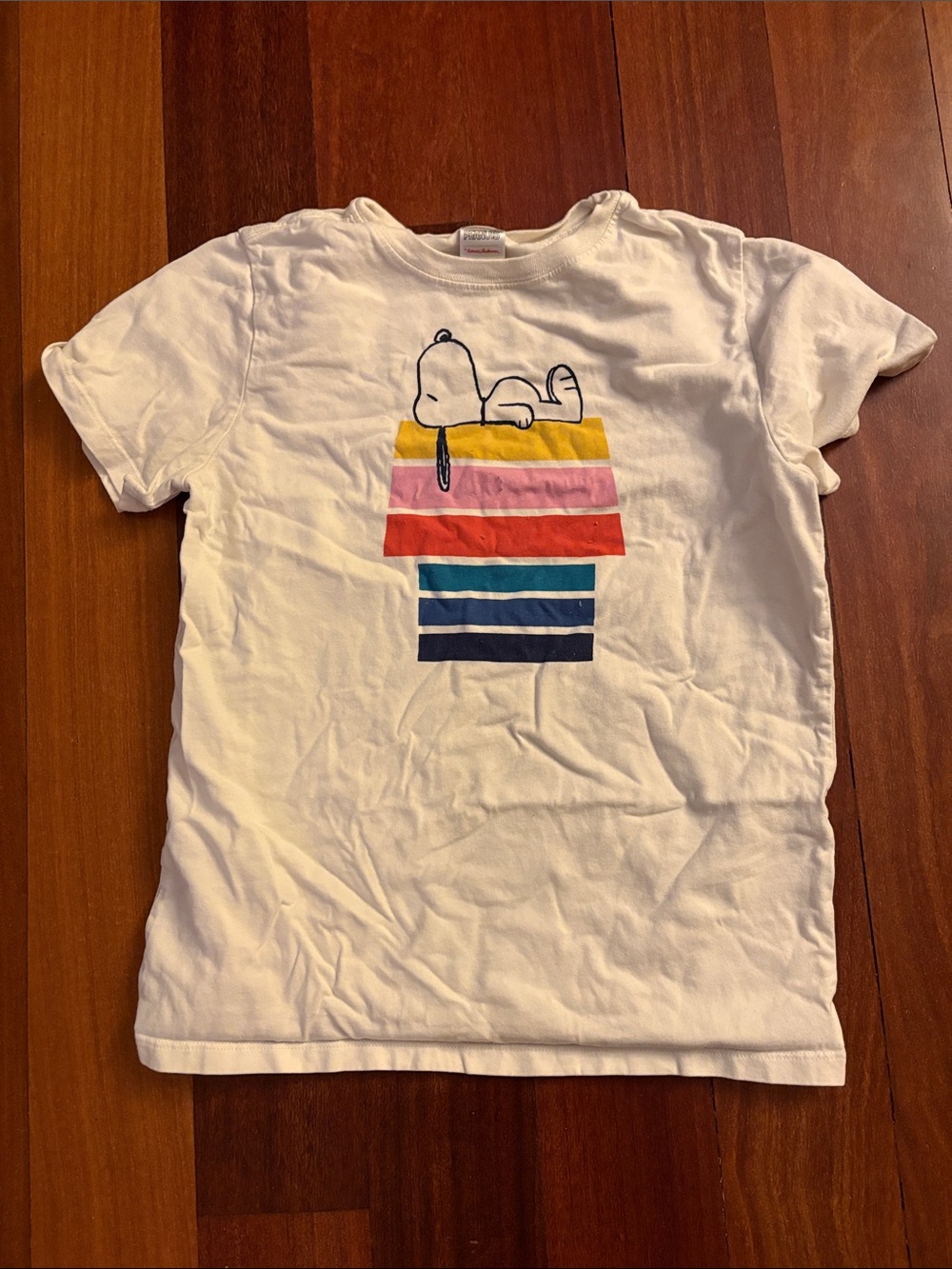 Hanna Andersson Tee with Rainbow Stripe Snoopy Graphic